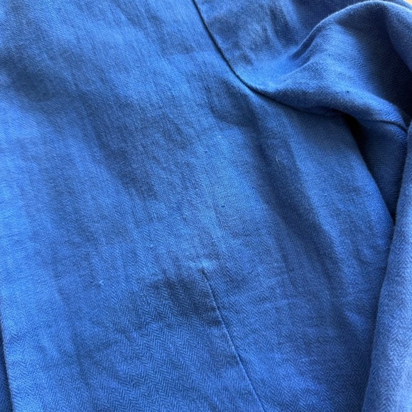 LOFT Women Royal Blue 100% Linen Open Front Peplum Blazer Jacket Size 10 Modern - Picture 5 of 8